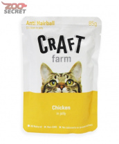 Craft farm Влажный корм для кошек, профилактика образования комков шерсти, курица в желе от интернет-зоомагазина Zoo-Secret