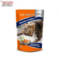 Cat Lunch для кошек кусочки в желе Мясное ассорти от интернет-зоомагазина Zoo-Secret