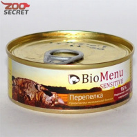BIO MENU CAT SENSITIVE мясной паштет с Перепелкой 95%-МЯСО от интернет-зоомагазина Zoo-Secret