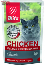Blitz Chicken Classic Курица с потрошками, нежные кусочки в соусе от интернет-зоомагазина Zoo-Secret