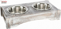 Изображение TRIXIE Миски стальные на деревянной подставке от интернет-зоомагазина Zoo-Secret TRIXIE Миски стальные на деревянной подставке от интернет-зоомагазина Zoo-Secret